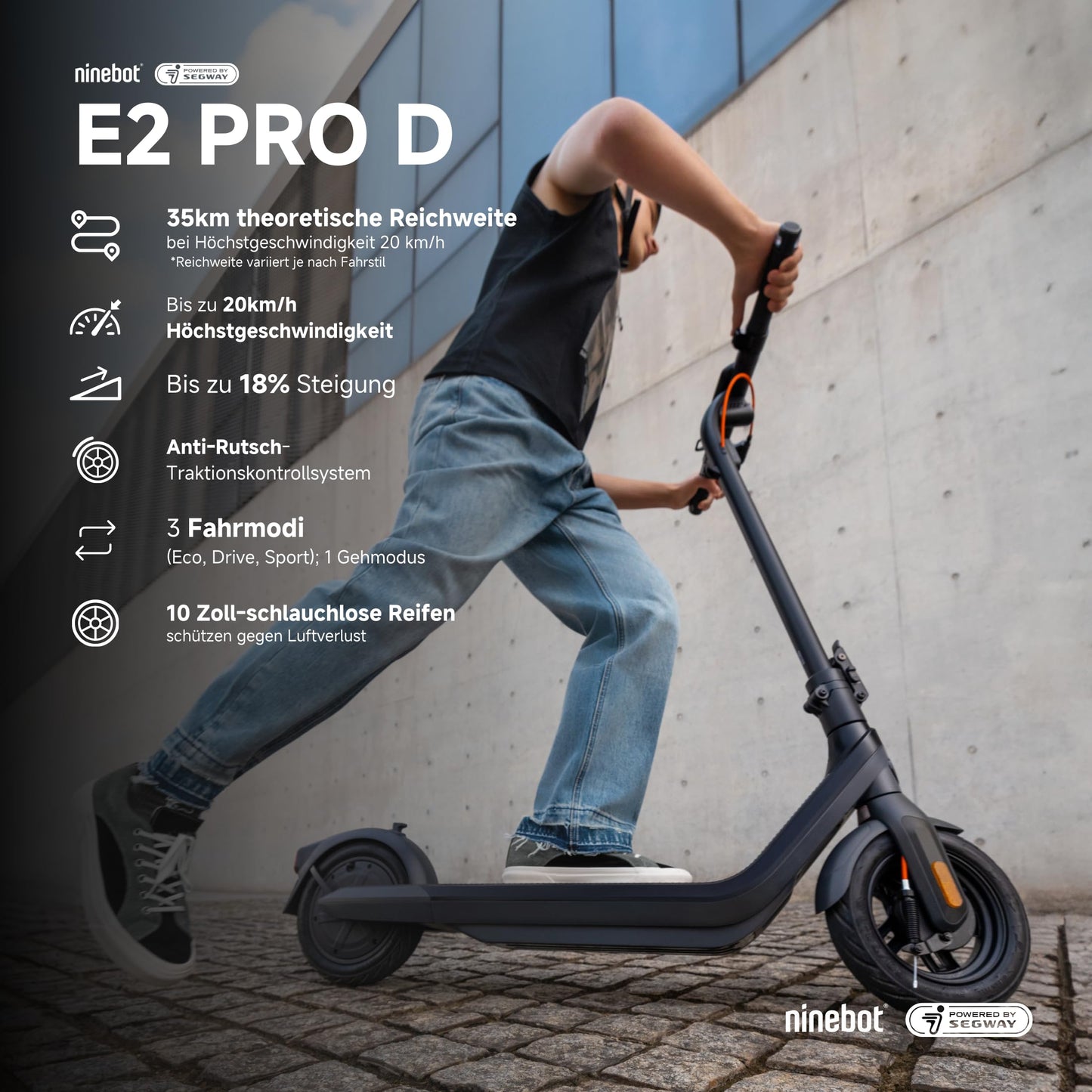 Segway-Ninebot E2 Pro D E-Scooter 35 km Reichweite
